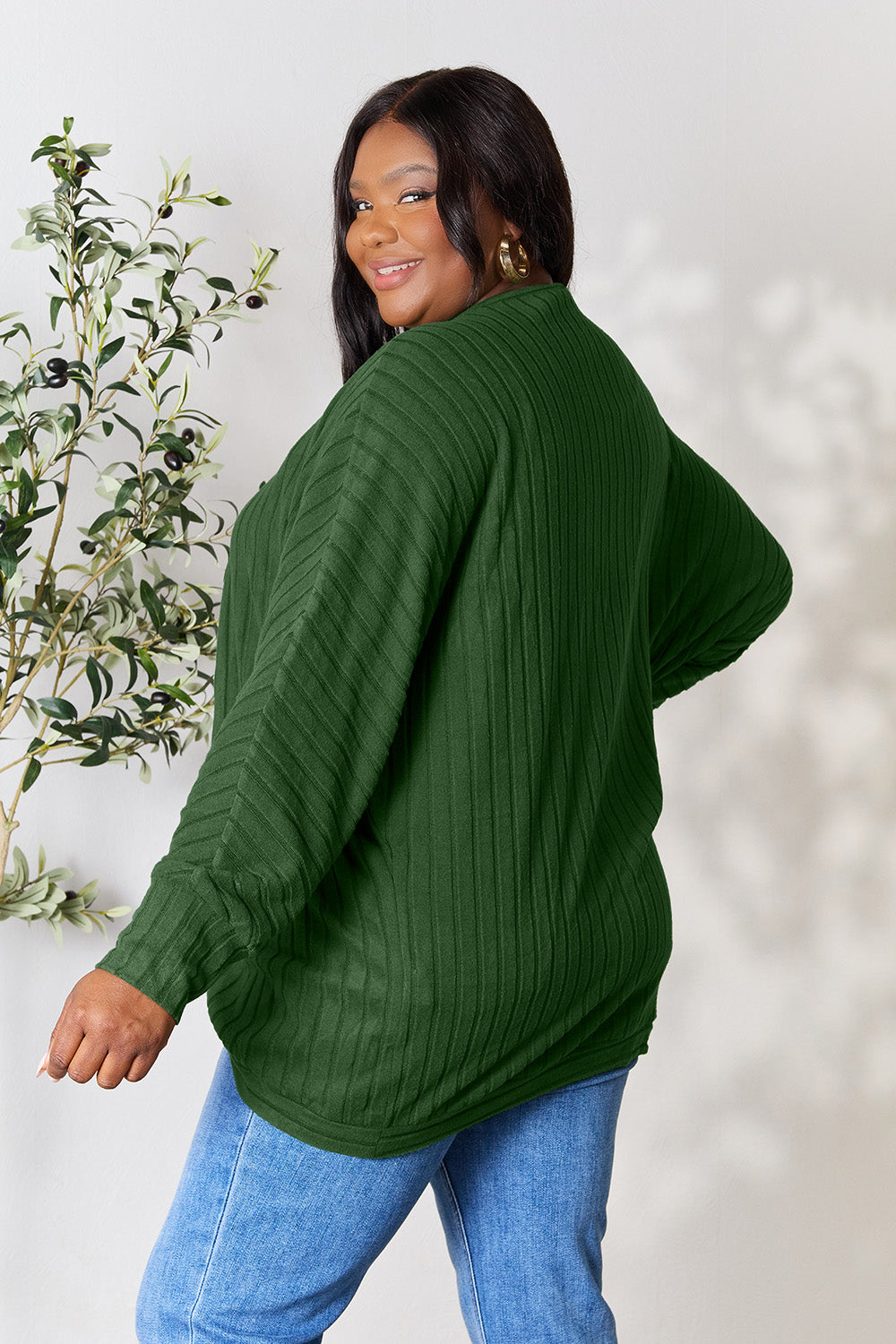 Basic Bae Full Size Ribbed Cocoon Cardigan - UrbanEthereal