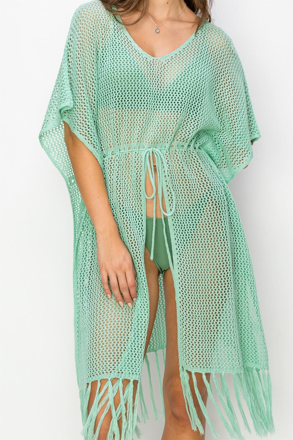 HYFVE Drawstring Waist Fringed Hem Cover Up - UrbanEthereal