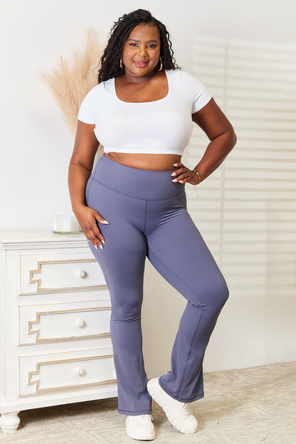 Basic Bae Wide Waistband Bootcut Sports Pants - UrbanEthereal