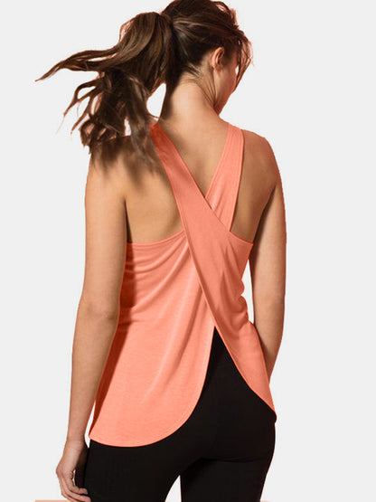 Crisscross Scoop Neck Active Tank - UrbanEthereal