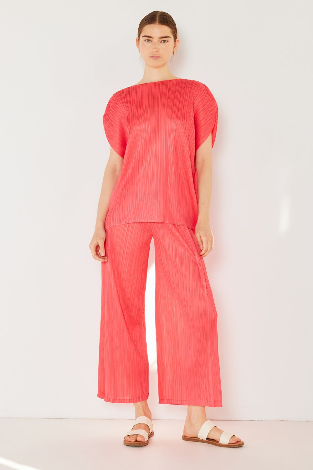 Marina West Swim Pleated Wide-Leg Pants with Side Pleat Detail - UrbanEthereal