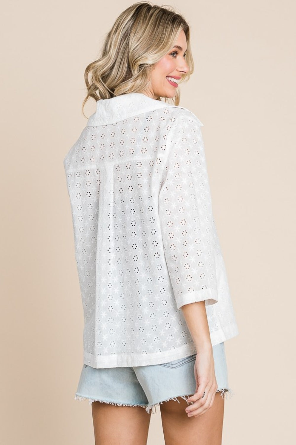 Culture Code Double Breasted Eyelet Jacket with Pockets - UrbanEthereal