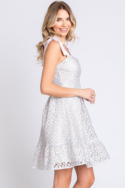 GeeGee Mesh Floral Embroidered Sleeveless Dress - UrbanEthereal