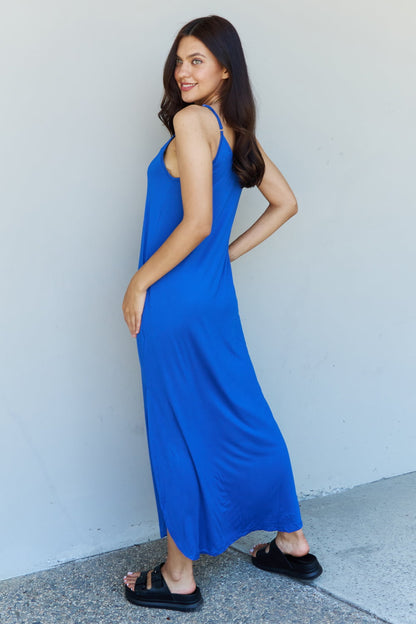 Ninexis Good Energy Full Size Cami Side Slit Maxi Dress in Royal Blue - UrbanEthereal