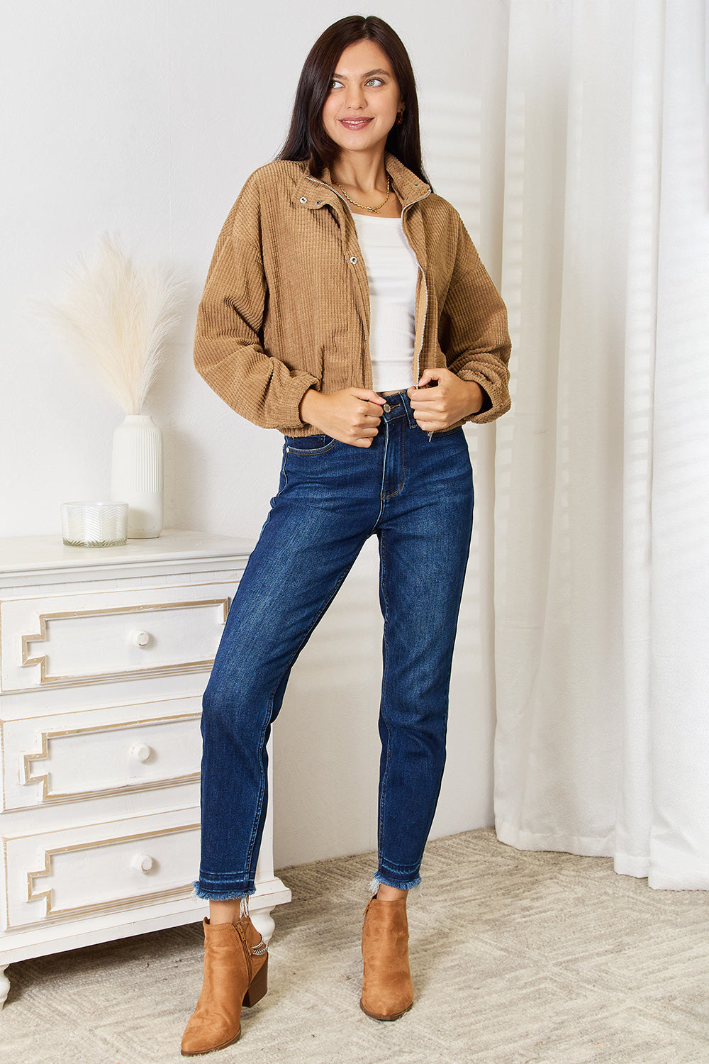 Long Sleeve Dropped Shoulder Jacket - UrbanEthereal
