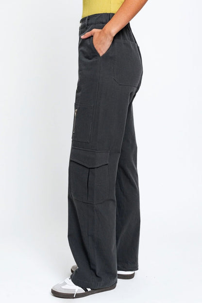 Le Lis High Waisted Wide Leg Cargo Pants with Pockets - UrbanEthereal