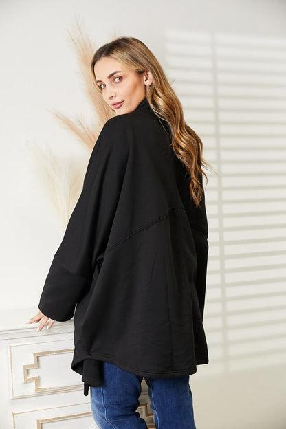 HEYSON Full Size Open Front Cardigan with Scarf Design - UrbanEthereal