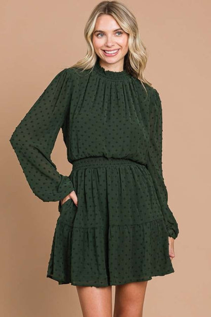 Culture Code Swiss Dot Smock Neck Mini Dress with Pockets - UrbanEthereal