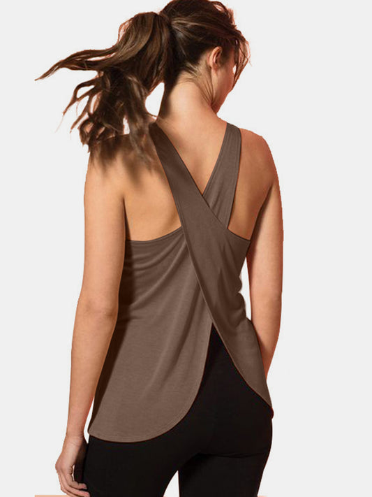 Crisscross Scoop Neck Active Tank - UrbanEthereal