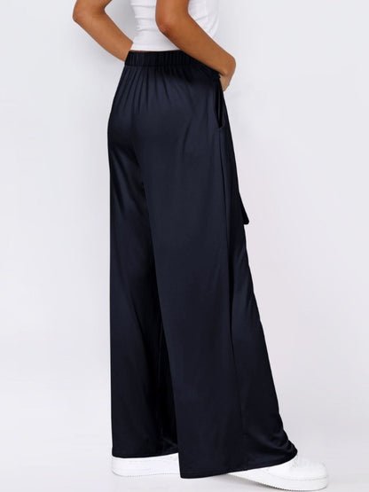 Tied Wide Leg Pants with Pockets