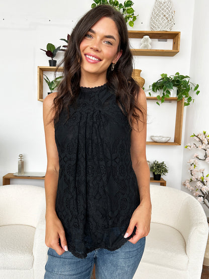 Lace Round Neck Tank - UrbanEthereal