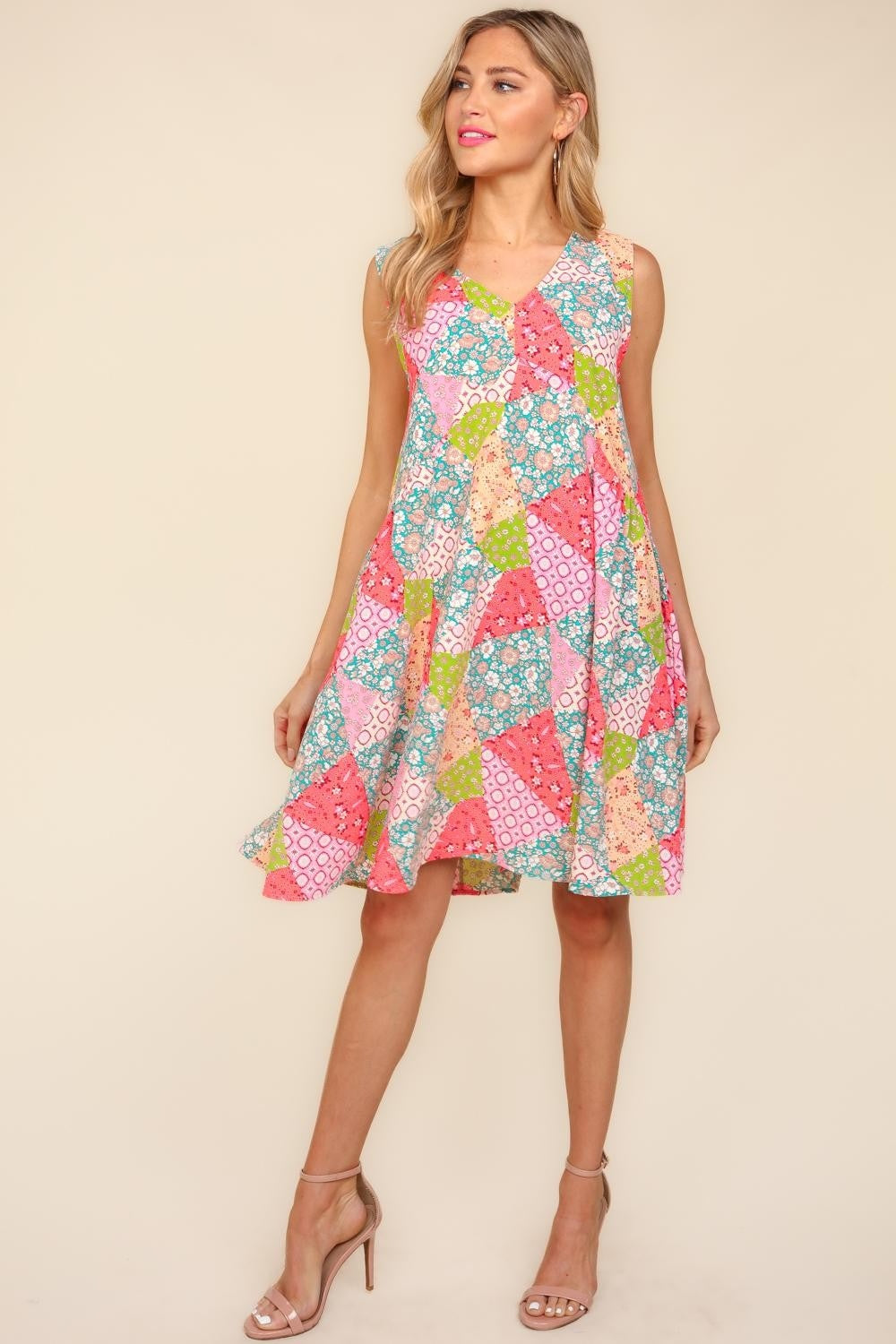 Haptics Full Size Babydoll Floral Patchwork Dress with Side Pockets - UrbanEthereal