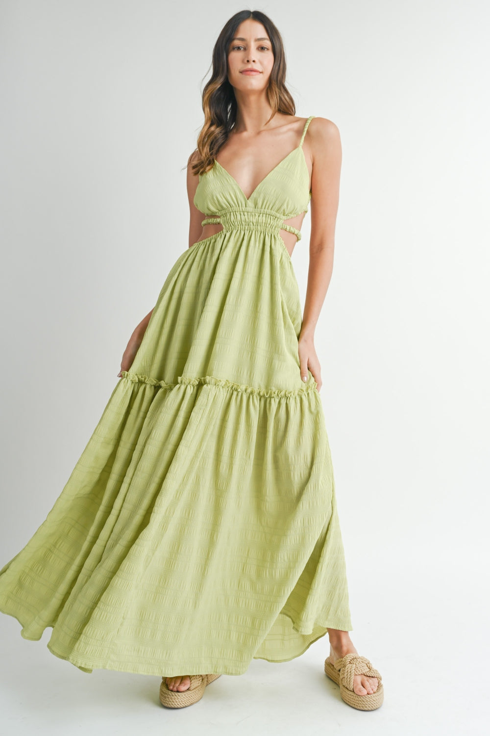 MABLE Cutout Waist Backless Maxi Dress - UrbanEthereal