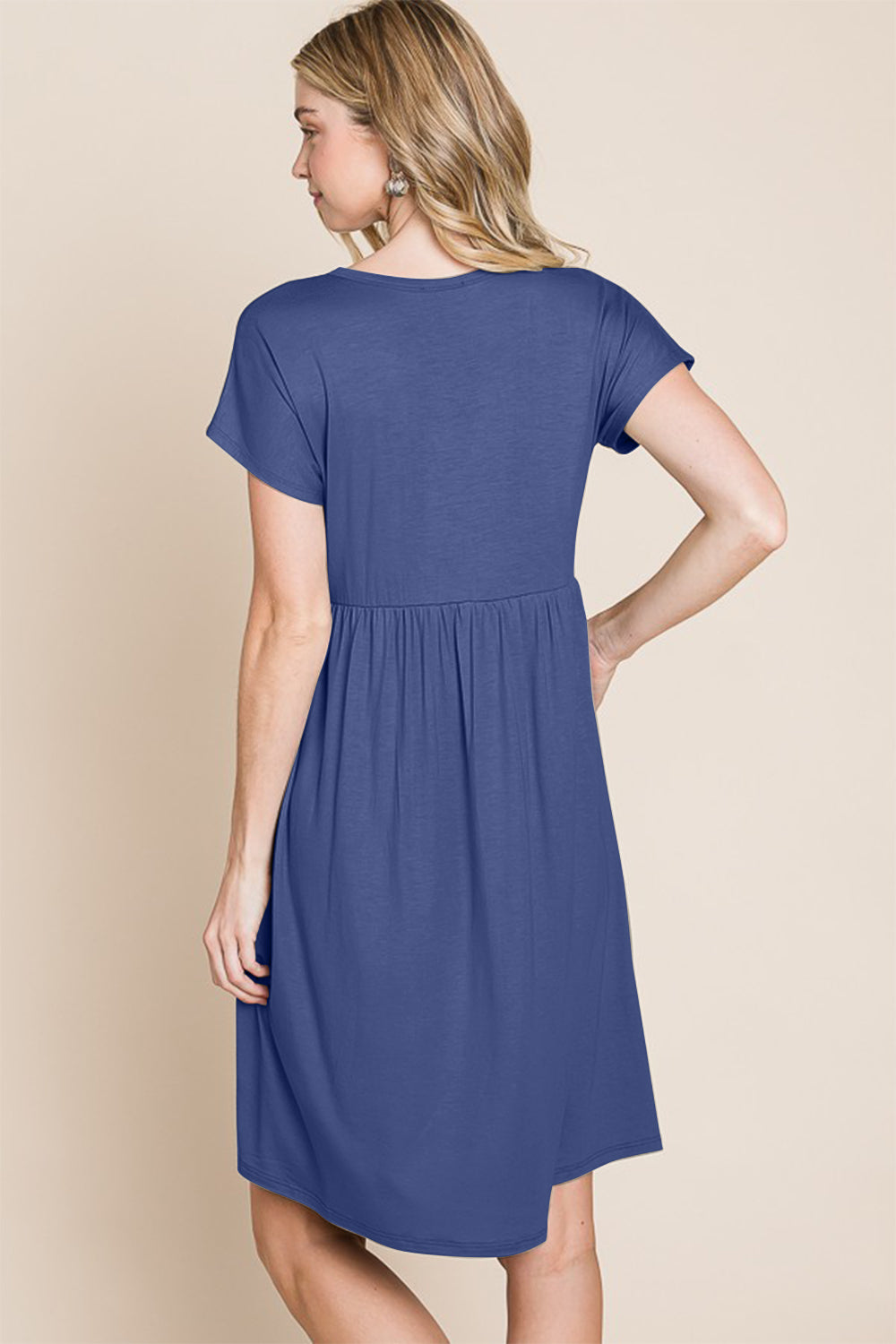 BOMBOM V-Neck Short Sleeve Dress - UrbanEthereal