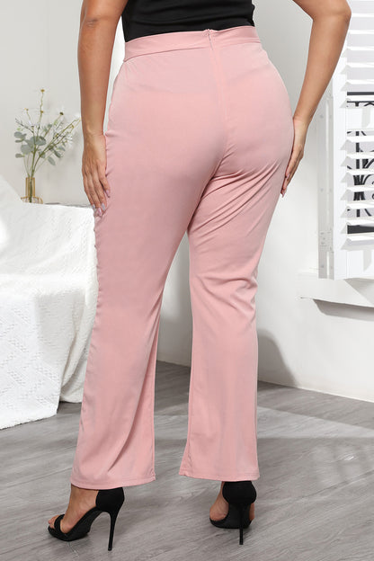 Plus Size Seamed Detail Plain Pants