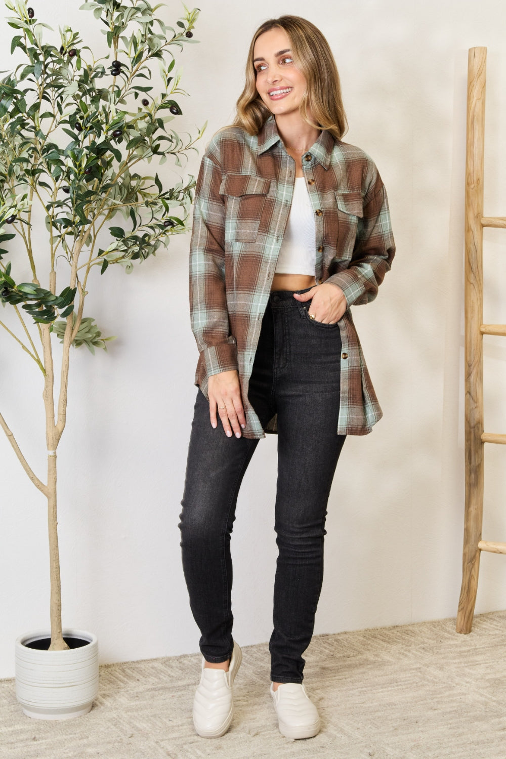 Plaid Dropped Shoulder Shirt - UrbanEthereal