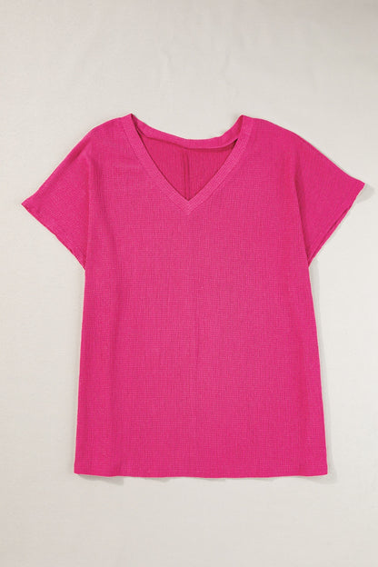 Plus Size V-Neck Short Sleeve Top - UrbanEthereal
