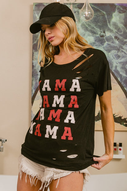 BiBi MAMA Graphic Distressed Short Sleeve T-Shirt - UrbanEthereal