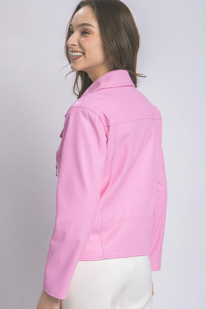 Love Tree Collared Neck Zip Up Jacket - UrbanEthereal