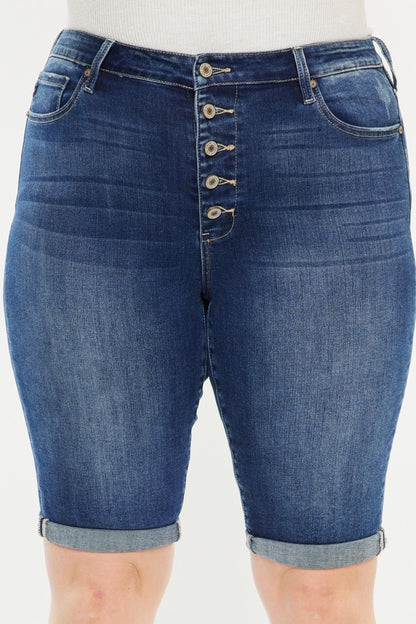 Kancan Full Size Cat's Whiskers Button Fly Denim Shorts - UrbanEthereal