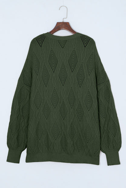 Plus Size Cable-Knit Button Up Sweater - UrbanEthereal