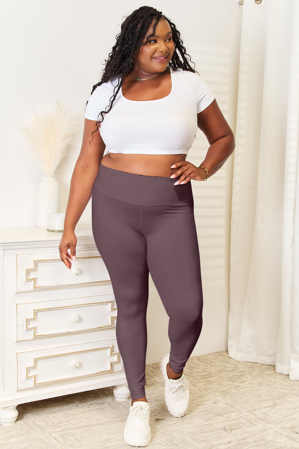 Double Take Wide Waistband Sports Leggings - UrbanEthereal