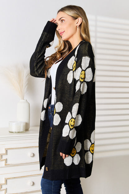 Floral Button Down Longline Cardigan - UrbanEthereal