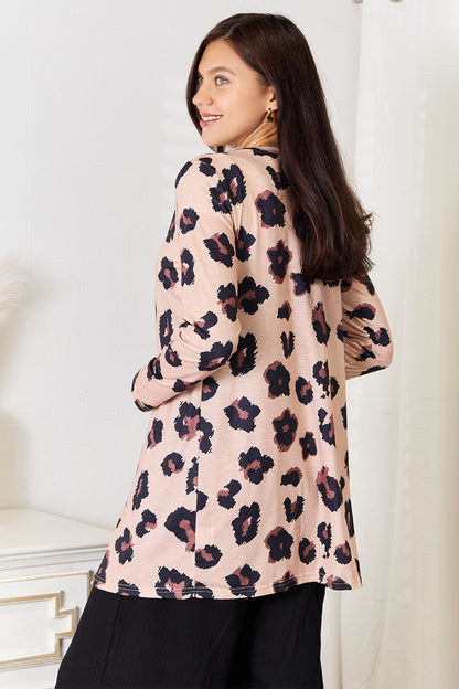 Double Take Printed Button Front Longline Cardigan - UrbanEthereal