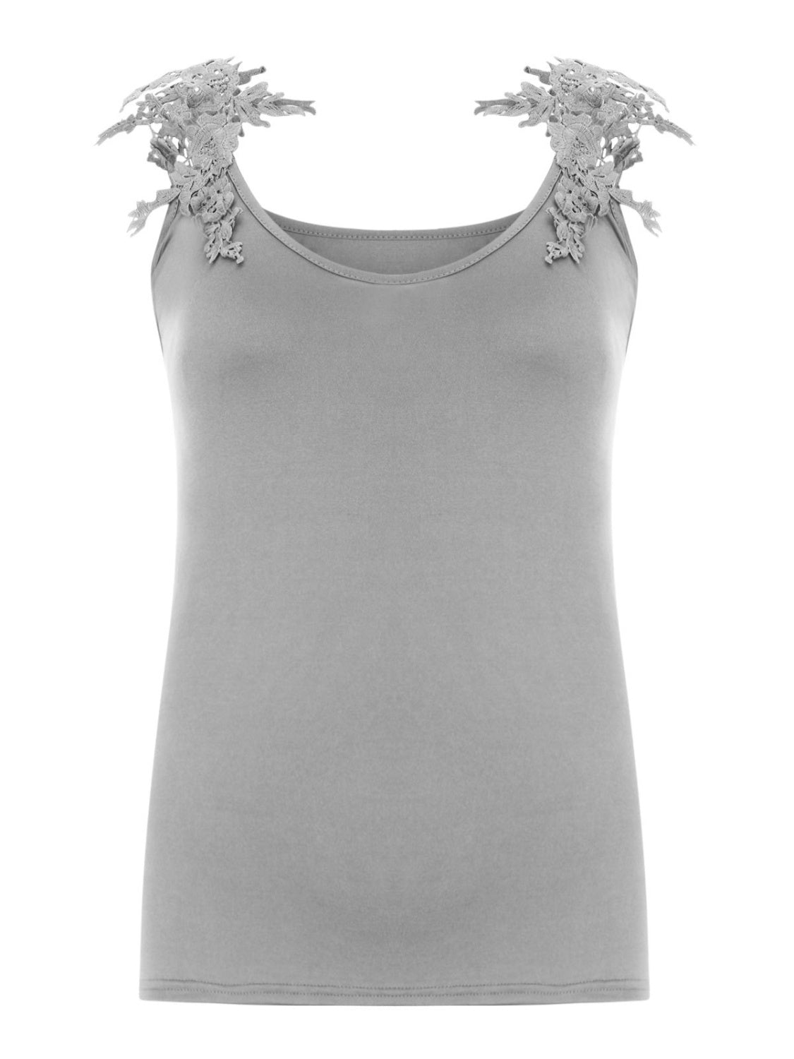 Full Size Lace Detail Scoop Neck Tank - UrbanEthereal