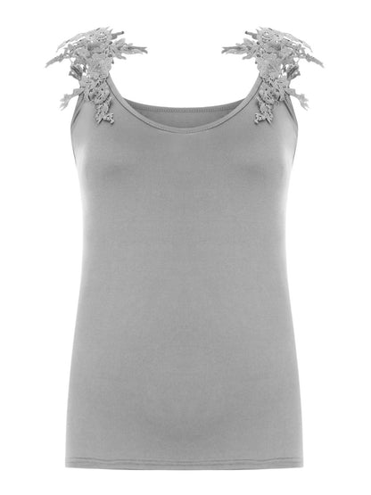 Full Size Lace Detail Scoop Neck Tank - UrbanEthereal