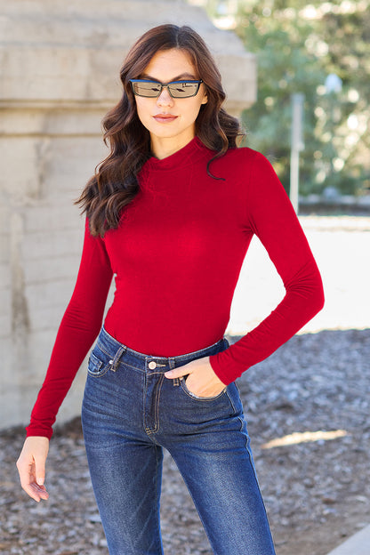 Basic Bae Full Size Mock Neck Long Sleeve Bodysuit - UrbanEthereal