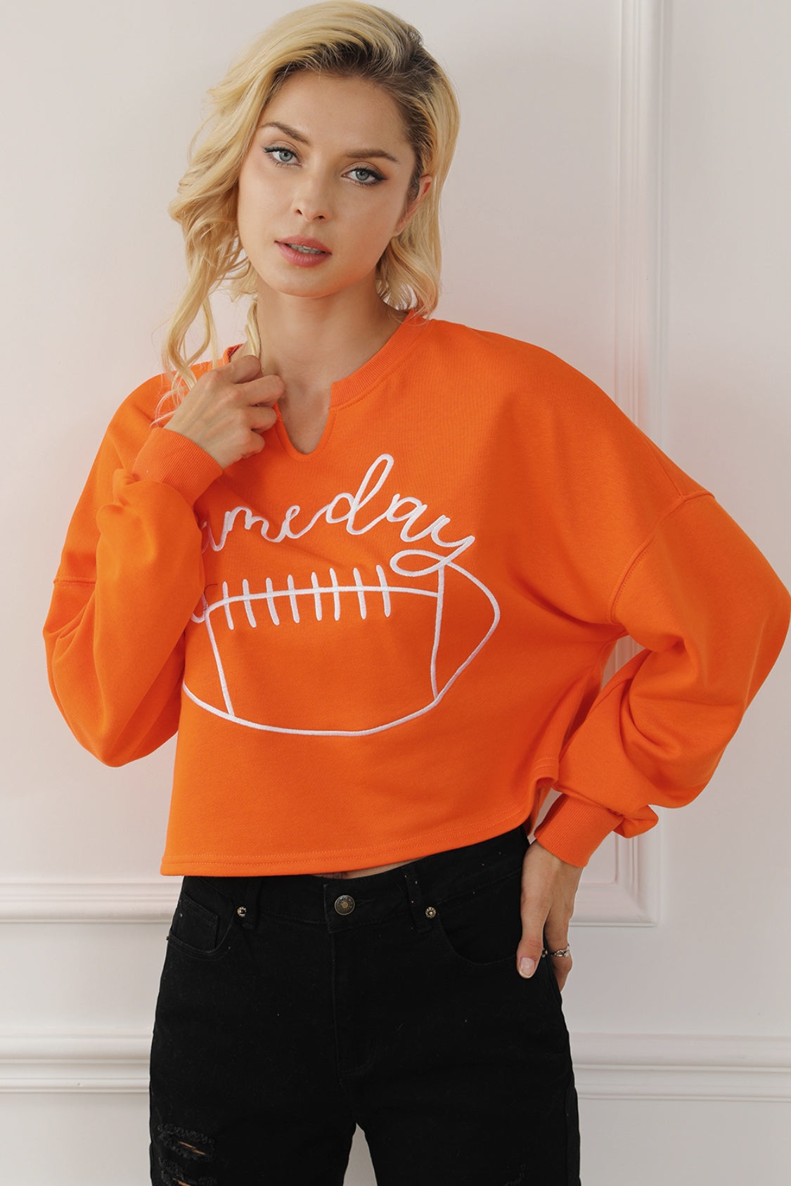 GAME DAY Football Graphic Notched Sweatshirt