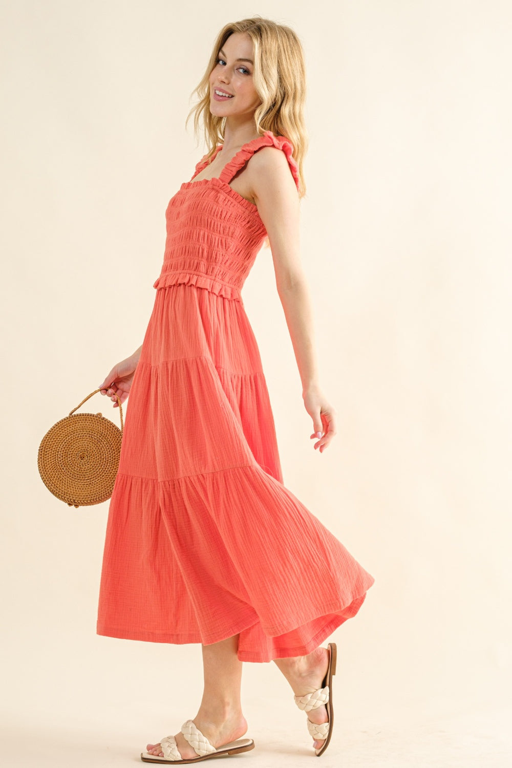 And The Why Smocked Ruffled Tiered Dress - UrbanEthereal