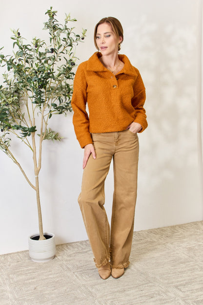 Culture Code Full Size Half Button Turtleneck Sweatshirt - UrbanEthereal