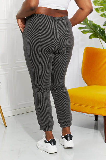 Blumin Apparel Full Size Easy Living Ribbed Joggers - UrbanEthereal