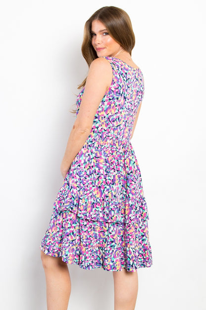 Be Stage Full Size Print Wrinkle Free Ruffled Dress - UrbanEthereal