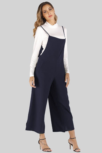 Full Size Cropped Wide Leg Overalls with Pockets