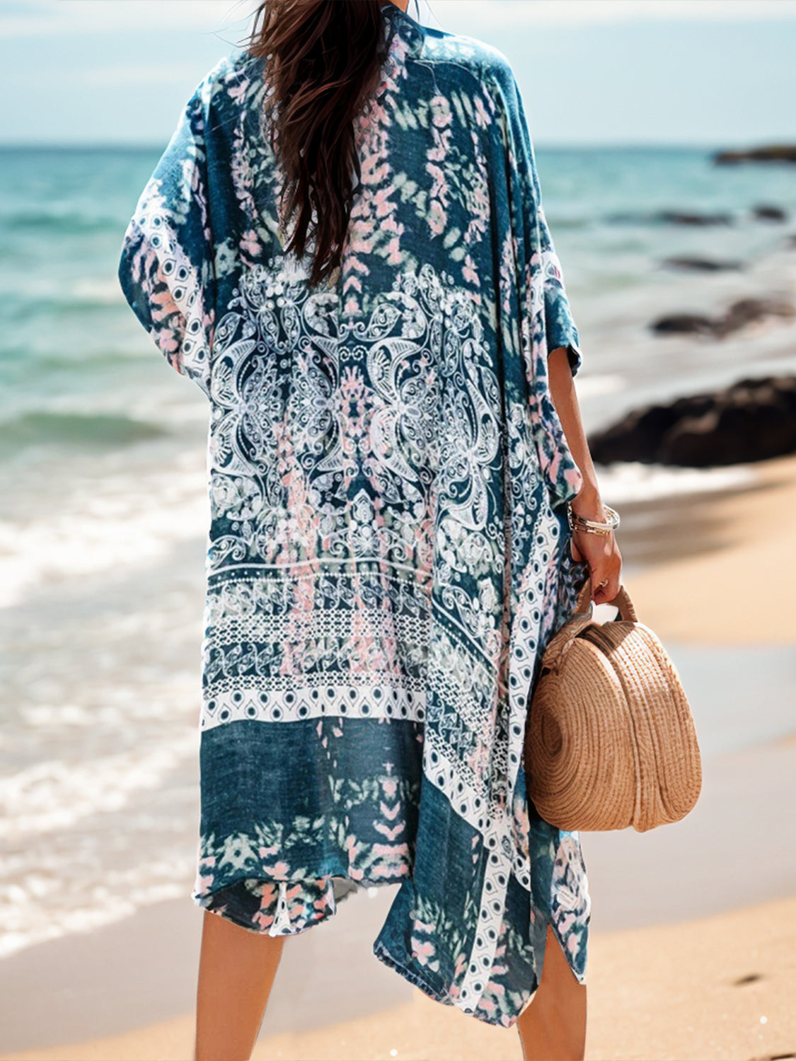 Printed Open Front Cover-Up - UrbanEthereal