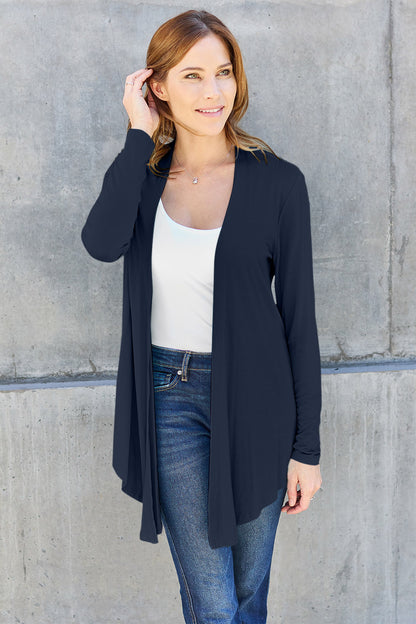 Basic Bae Full Size Open Front Long Sleeve Cardigan - UrbanEthereal