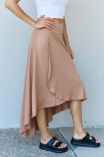 Ninexis First Choice High Waisted Flare Maxi Skirt in Camel - UrbanEthereal