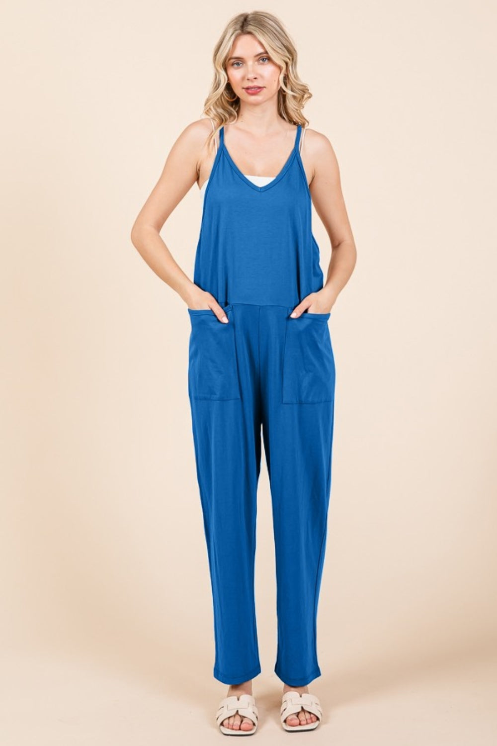 Culture Code Full Size Sleeveless Jumpsuit with Pockets - UrbanEthereal