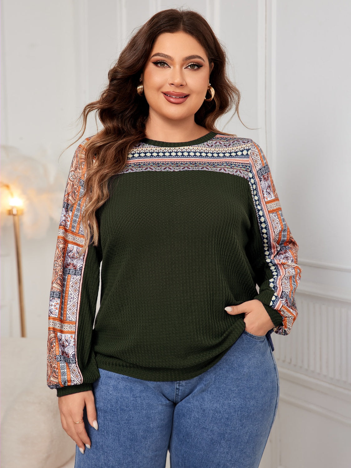 Plus Size Printed Long Sleeve Sweatshirt - UrbanEthereal