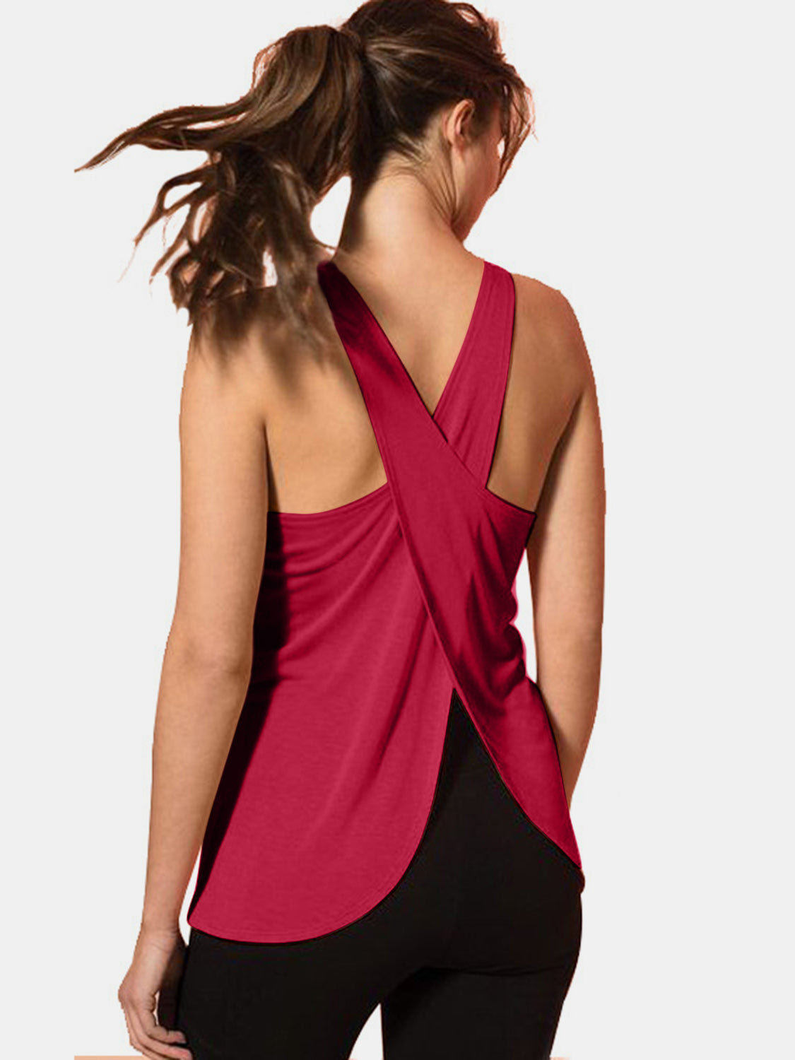 Crisscross Scoop Neck Active Tank - UrbanEthereal