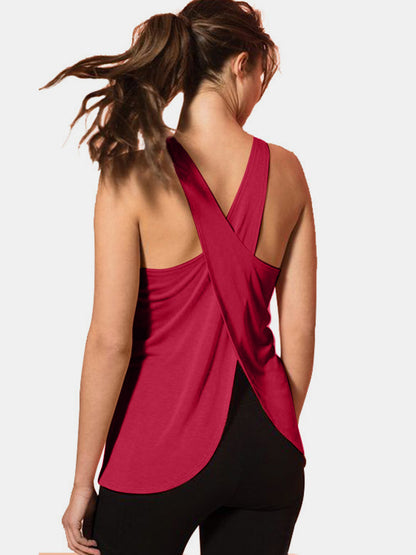 Crisscross Scoop Neck Active Tank - UrbanEthereal