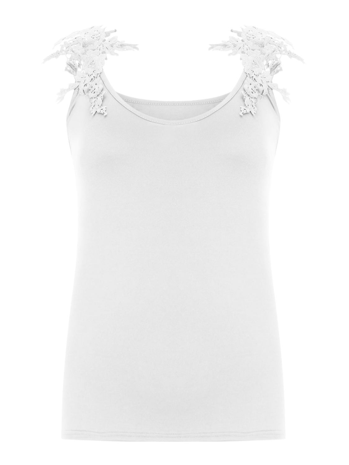 Full Size Lace Detail Scoop Neck Tank - UrbanEthereal
