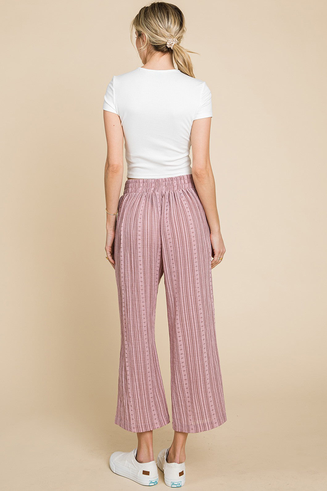 Cotton Bleu by Nu Lab Striped Elastic Waist Wide Leg Pants - UrbanEthereal