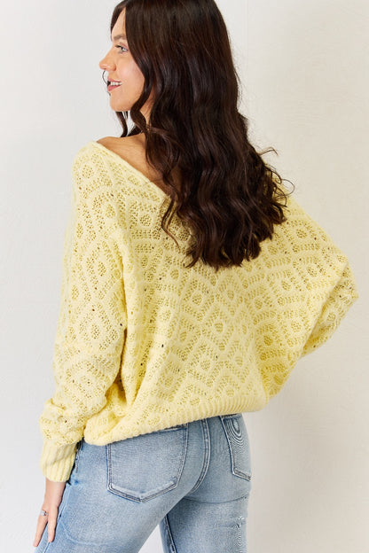 HYFVE V-Neck Patterned Long Sleeve Sweater - UrbanEthereal