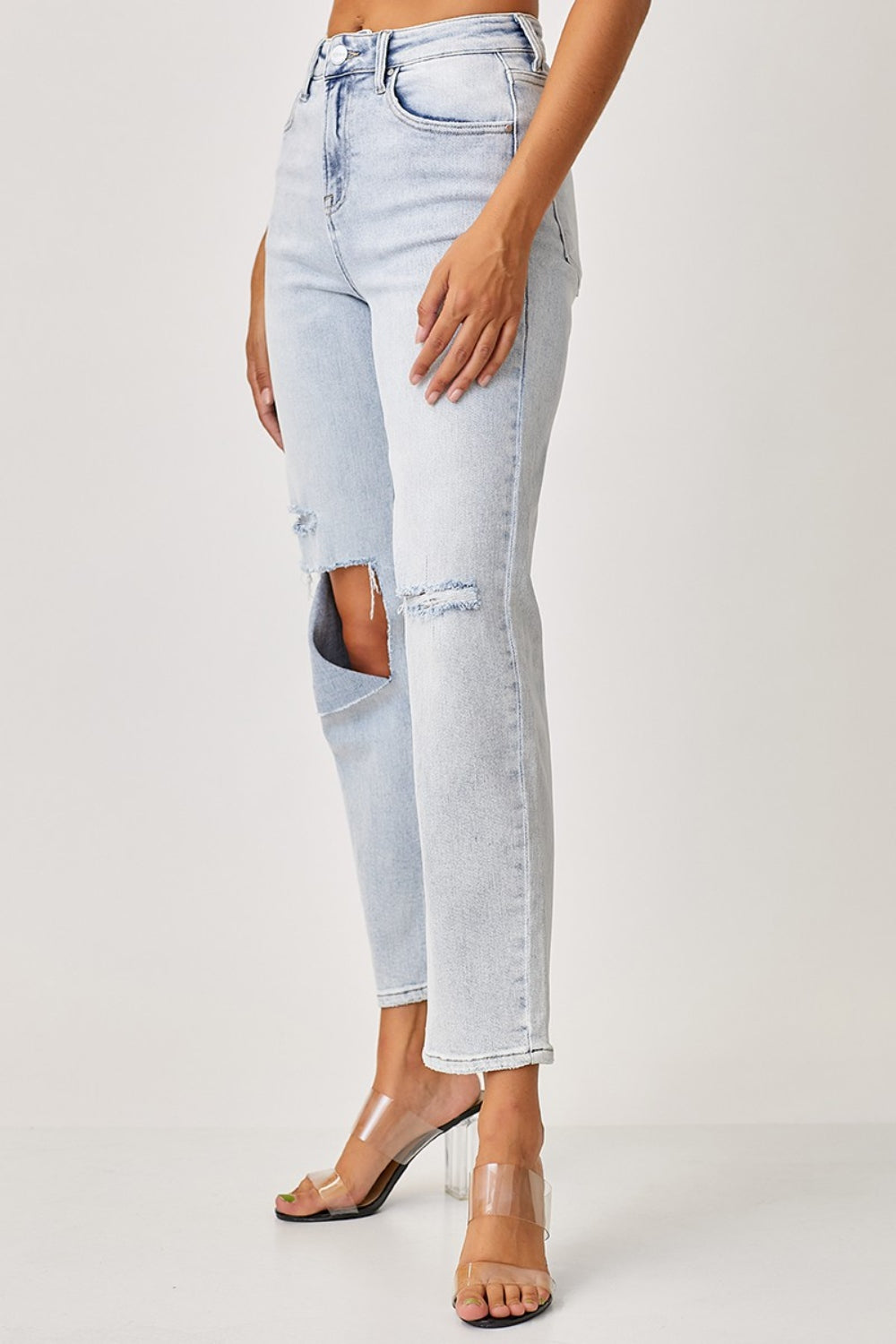 RISEN High Rise Distressed Relaxed Jeans