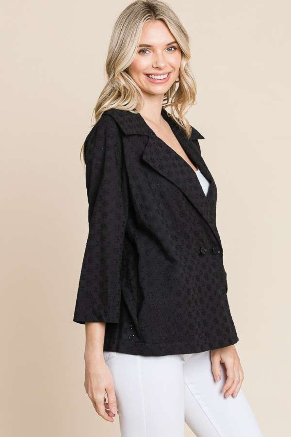 Culture Code Double Breasted Eyelet Jacket with Pockets - UrbanEthereal