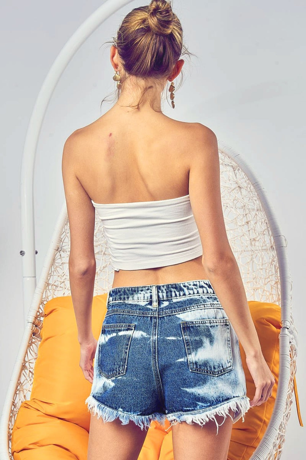 BiBi US Flag Theme Bleached Denim Shorts - UrbanEthereal